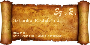 Sztanko Richárd névjegykártya
