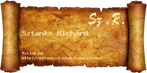Sztanko Richárd névjegykártya